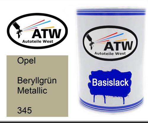 Opel, Beryllgrün Metallic, 345: 500ml Lackdose, von ATW Autoteile West.
